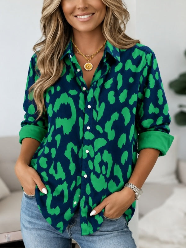 Leopard Print Button-Up Tunic Shirt