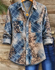 Plaid Animal Print Patchwork Button-Up Shirt