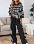 Striped Patchwork Fleece-Lined Hoodie Set