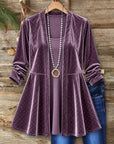 Shimmer Velvet Open Front Cardigan