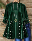 Pearl Embellished Velvet Open Cardigan