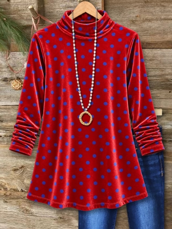 Polka Dot Velvet Turtleneck Tunic