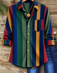 Colorful Stripe Roll Sleeve Shirt