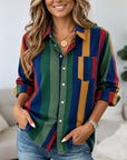 Colorful Stripe Roll Sleeve Shirt