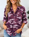 Camo Print Roll Sleeve Button Shirt