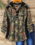 Camo Leopard Patchwork Hooded Tunic