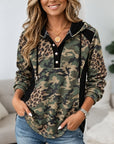 Camo Leopard Patchwork Hooded Tunic