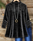 Embossed Swirl Velvet Turtleneck Tunic