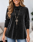 Embossed Swirl Velvet Turtleneck Tunic