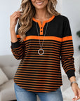 Striped Henley Long Sleeve Top