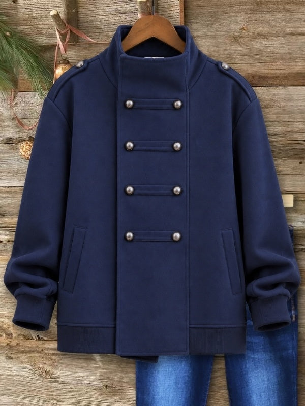 Fleece Lined Military Button Jacket