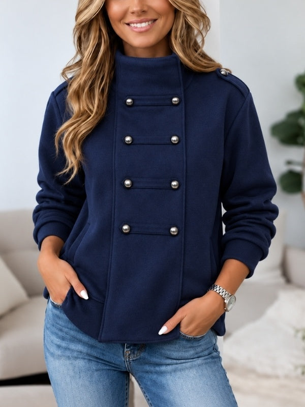 Fleece Lined Military Button Jacket