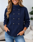 Fleece Lined Military Button Jacket