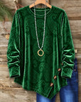 Paisley Velvet Asymmetrical Button Tunic