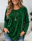 Paisley Velvet Asymmetrical Button Tunic