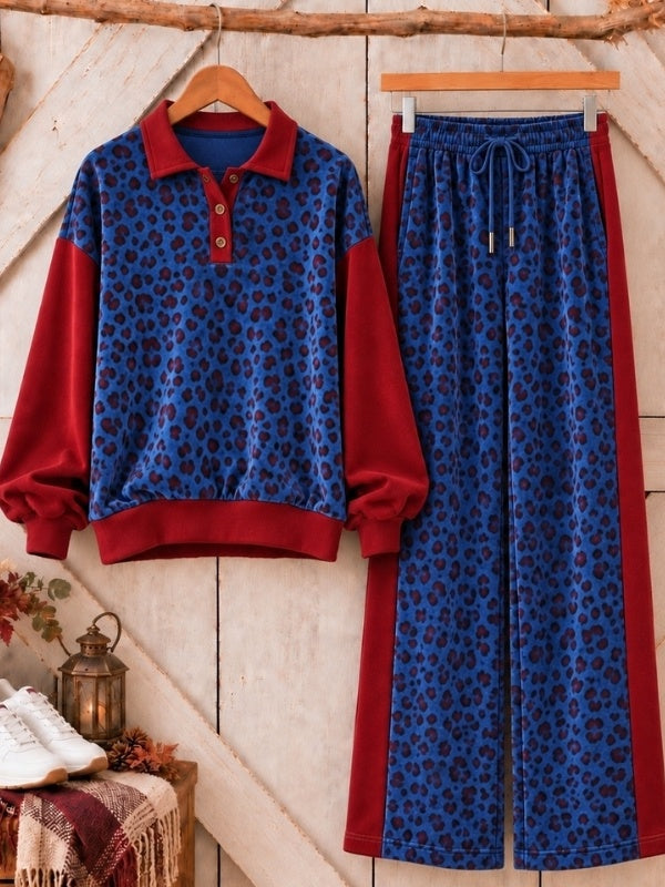 Leopard Velvet Patchwork Lounge Set