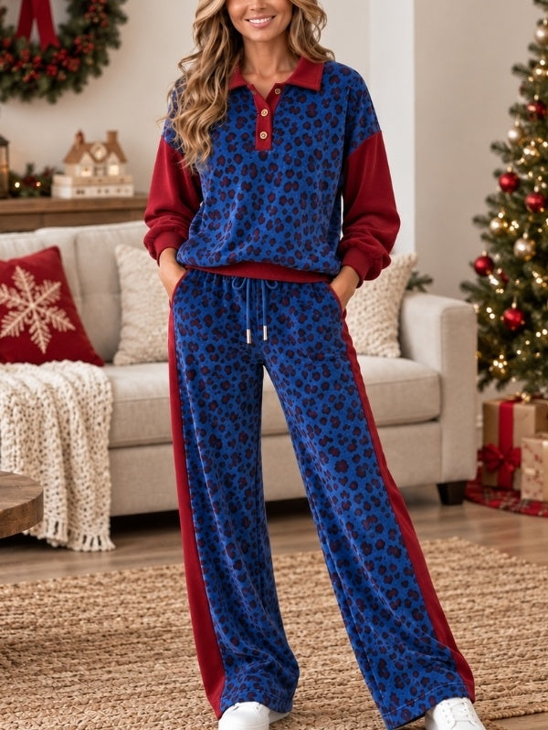 Leopard Velvet Patchwork Lounge Set