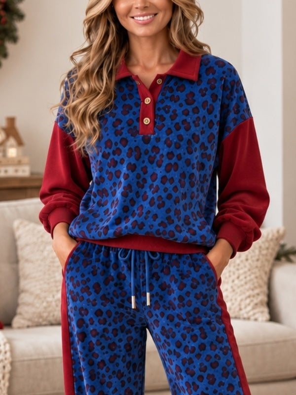 Leopard Velvet Patchwork Lounge Set