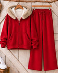 Fleece Lined Faux Fur Hooded Set