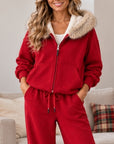 Fleece Lined Faux Fur Hooded Set