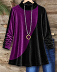 Colorblock Velvet Long Sleeve Tunic