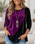 Colorblock Velvet Long Sleeve Tunic