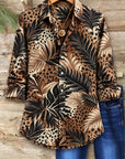 Leopard Tropical Print Button Down Shirt