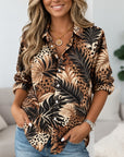 Leopard Tropical Print Button Down Shirt