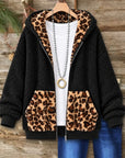 Leopard Print Sherpa Zip Up Hoodie