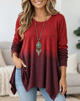 Ombre Print Scoop Neck Tunic Top