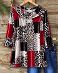 Leopard Patchwork Cowl Neck Tunic