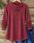 Heathered Cowl Neck Button Detail Tunic