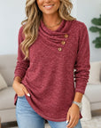 Heathered Cowl Neck Button Detail Tunic