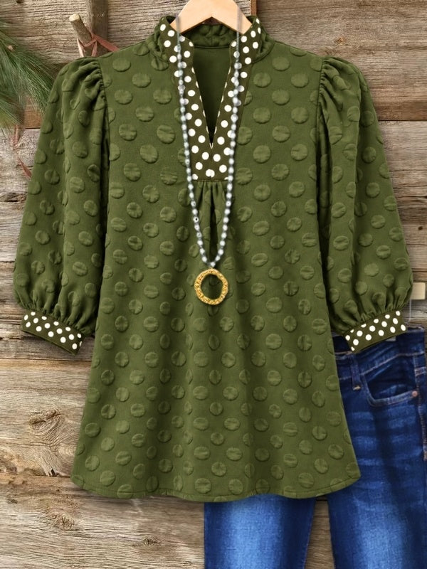 Textured Polka Dot Babydoll Top