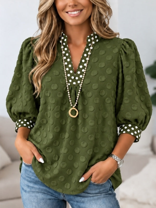 Textured Polka Dot Babydoll Top