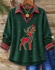 Christmas Reindeer Applique Embroidery Top