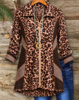 Leopard Print Patchwork Zip Up Tunic