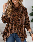 Leopard Print Velvet Asymmetrical Tunic