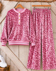 Pink Leopard Print Velvet Lounge Set