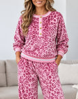 Pink Leopard Print Velvet Lounge Set