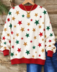Christmas Star Print Mock Neck Sweatshirt