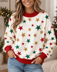 Christmas Star Print Mock Neck Sweatshirt
