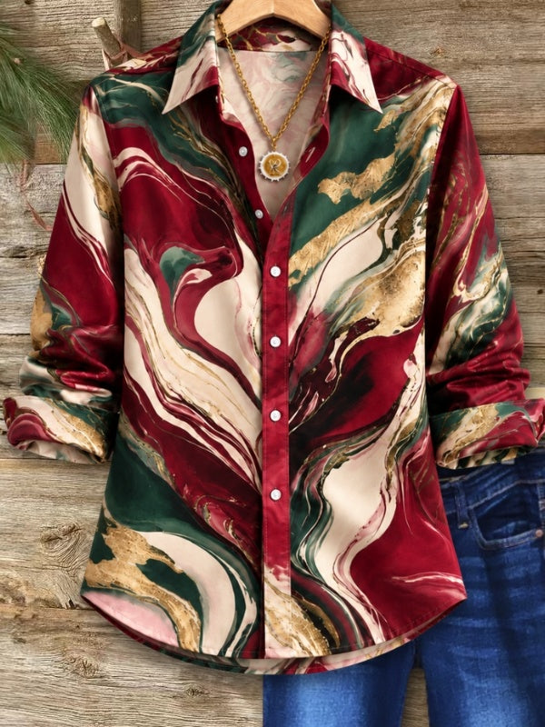 Marble Print Button Down Shirt