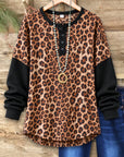Leopard Print Henley Tunic