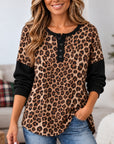 Leopard Print Henley Tunic