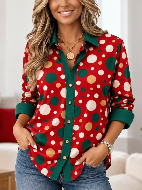Christmas Polka Dot Collar Shirt