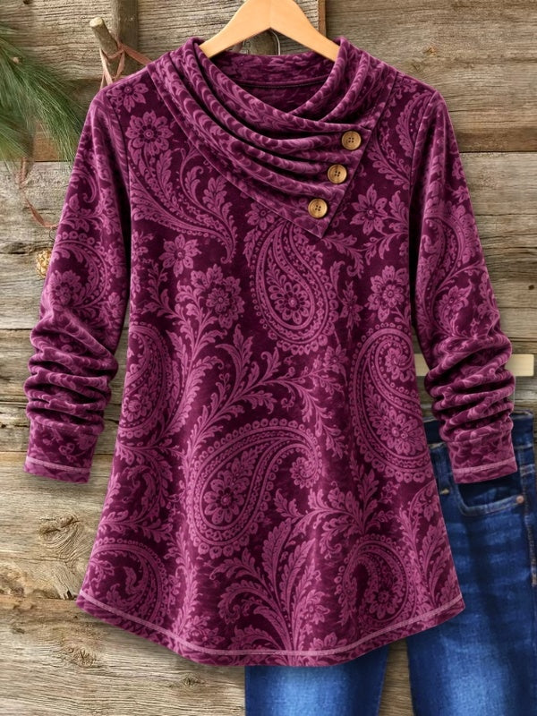 Paisley Velvet Cowl Neck Tunic