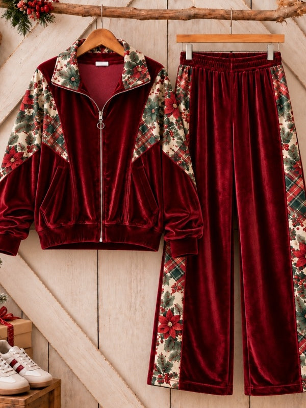 Christmas Floral Velvet Set