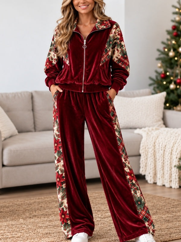 Christmas Floral Velvet Set