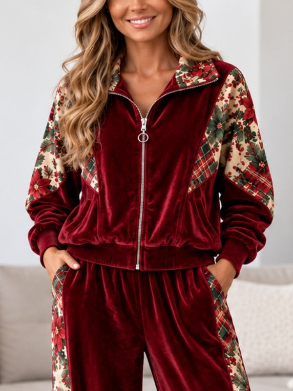Christmas Floral Velvet Set